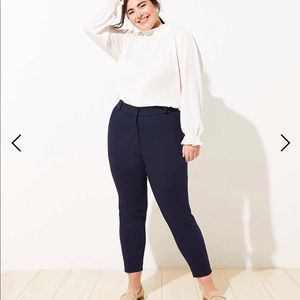 Loft Plus Velvet Dot Ankle Pants Navy